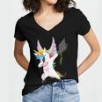 Dabbing Unicorn Graduation Class Of 2019 Women Women's Jersey Short Sleeve Deep V-Neck Tshirt