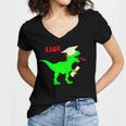 Dinosaur Rawr Diploma Grad Graduate Graduation Women's Jersey Short Sleeve Deep V-Neck Tshirt