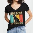 I Like Dogs And Maybe 3 People Introvert Women's Jersey Short Sleeve Deep V-Neck Tshirt