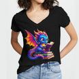 Dragon Reading a Book Bookworm Book Lover Women's Jersey Short Sleeve Deep V-Neck Tshirt Dragon Reading a Book Bookworm Book Lover Women's Jersey Short Sleeve Deep V-Neck Tshirt