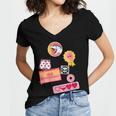 Dungeon Crawler Carl Colorful Sticker Collage LitRPG Book Women's Jersey Short Sleeve Deep V-Neck Tshirt Dungeon Crawler Carl Colorful Sticker Collage LitRPG Book Women's Jersey Short Sleeve Deep V-Neck Tshirt