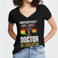 EdD Doctor Of Education Educated Doctorate Graduation Women's Jersey Short Sleeve Deep V-Neck Tshirt
