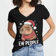 Ew People Capybara Christmas Introvert Holiday Humor Women's Jersey Short Sleeve Deep V-Neck Tshirt Ew People Capybara Christmas Introvert Holiday Humor Women's Jersey Short Sleeve Deep V-Neck Tshirt