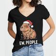 Ew People Capybara Christmas Lights Introvert Humor Women's Jersey Short Sleeve Deep V-Neck Tshirt Ew People Capybara Christmas Lights Introvert Humor Women's Jersey Short Sleeve Deep V-Neck Tshirt