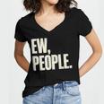EW People Introvert Sarcastic Graphic Style Women's Jersey Short Sleeve Deep V-Neck Tshirt