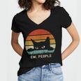 Ew People Retro Cat Cat Lover Introvert Women's Jersey Short Sleeve Deep V-Neck Tshirt