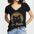 Ew People Retro Cat Lover Social Introvert Women's Jersey Short Sleeve Deep V-Neck Tshirt