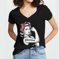 Female Librarian Rosie Riveter Book Guardian Woman Women's Jersey Short Sleeve Deep V-Neck Tshirt