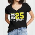Football Senior Night Football Senior 2025 Graduation 55 Women's Jersey Short Sleeve Deep V-Neck Tshirt