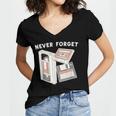 Never Forget VHS Tape Cassette Floppy Disk Nostalgia 80s 90s Women's Jersey Short Sleeve Deep V-Neck Tshirt