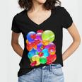 Frutiger Aero Aesthetic Tech Orb Pattern Heart Cherry Lips Women's Jersey Short Sleeve Deep V-Neck Tshirt
