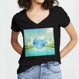 Frutiger Aero Y2k Aesthetic Palm Trees Cyber Beach World Women's Jersey Short Sleeve Deep V-Neck Tshirt Frutiger Aero Y2k Aesthetic Palm Trees Cyber Beach World Women's Jersey Short Sleeve Deep V-Neck Tshirt
