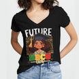 Future HBCU Grad Afro Girl College Graduation Kids Women's Jersey Short Sleeve Deep V-Neck Tshirt