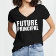 Future Principal College Graduate Graduation Promotion Women's Jersey Short Sleeve Deep V-Neck Tshirt