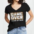 Game Over Class Of 2018 Graduation Shirt Women's Jersey Short Sleeve Deep V-Neck Tshirt