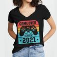 Game Over Class Of 2021 Shirt Students Graduation Women's Jersey Short Sleeve Deep V-Neck Tshirt