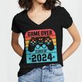 Game Over Class Of 2024 Shirt Students Graduation Women's Jersey Short Sleeve Deep V-Neck Tshirt