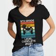 Gamer Graduation 2021 Retro 9th Grade Level Complete Women's Jersey Short Sleeve Deep V-Neck Tshirt