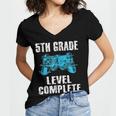 Gamer Graduation 5th Grade Level Complete Video Games Boys Women's Jersey Short Sleeve Deep V-Neck Tshirt