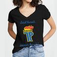 GDR Pioneer East East Nostalgia USSR Soviet Union Women's Jersey Short Sleeve Deep V-Neck Tshirt