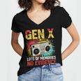 Gen X Lots Of Memories No Evidence Retro Nostalgia Humor Women's Jersey Short Sleeve Deep V-Neck Tshirt