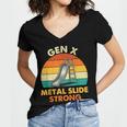 Gen X Slide Strong Generation X Gen Xer Nostalgia Women's Jersey Short Sleeve Deep V-Neck Tshirt Gen X Slide Strong Generation X Gen Xer Nostalgia Women's Jersey Short Sleeve Deep V-Neck Tshirt