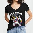 Girls Dabbing Unicorn 6th Sixth Grade Nailed It Graduation Women's Jersey Short Sleeve Deep V-Neck Tshirt