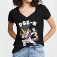 Girls Dabbing Unicorn Pre-K PreSchool Nailed It Graduation Women's Jersey Short Sleeve Deep V-Neck Tshirt