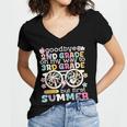 Goodbye 2nd Grade Graduation To 3rd Grade But First Summer Women's Jersey Short Sleeve Deep V-Neck Tshirt