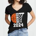 Graduate Senior Class Of 2024 Basketball Player Graduation Women's Jersey Short Sleeve Deep V-Neck Tshirt