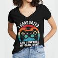 I Graduated Can I Unpause My Game Now Retro Graduation Women's Jersey Short Sleeve Deep V-Neck Tshirt