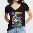 Graduation 1st Grade Unicorn Nailed It Girls Grad Magical Women's Jersey Short Sleeve Deep V-Neck Tshirt
