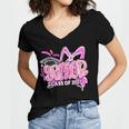 Graduation 2027 Senior 2027 Class Of 2027 Coquette Pink Girl Women's Jersey Short Sleeve Deep V-Neck Tshirt