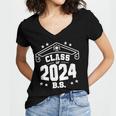 Graduation BS Class Of 2024 Grad Congratulations Graduate Women's Jersey Short Sleeve Deep V-Neck Tshirt