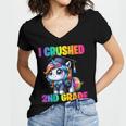 Graduation I Crushed 2nd Grade Unicorn Girls Grad Magical Women's Jersey Short Sleeve Deep V-Neck Tshirt