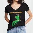 Graduation Dinosaur Smarty Saurus Rex Diploma Dinosaur Women's Jersey Short Sleeve Deep V-Neck Tshirt