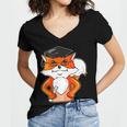Graduation Fox School Bachelor Master Doctor Study Women's Jersey Short Sleeve Deep V-Neck Tshirt