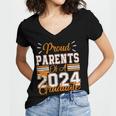 Graduation Proud Parents Of a 2024 Graduate For Mom And Dad Women's Jersey Short Sleeve Deep V-Neck Tshirt