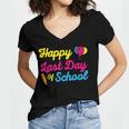 Happy Last Day Of School Graduation Teacher Students T-Shirt Women's Jersey Short Sleeve Deep V-Neck Tshirt