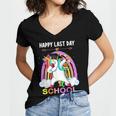 Happy Last Days Of School Graduation Class 2022 Unicorn Girl Women's Jersey Short Sleeve Deep V-Neck Tshirt