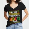 HBCU Grad Historically College Graduation Women's Jersey Short Sleeve Deep V-Neck Tshirt