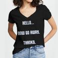Hello Now Go Away Thanks Joke Introvert Attire Women's Jersey Short Sleeve Deep V-Neck Tshirt