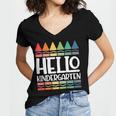 Hello Kindergarten First Day Back To School Graduation Women's Jersey Short Sleeve Deep V-Neck Tshirt