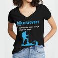 Hike-Trovert Hiking Humor Definition Introvert Women's Jersey Short Sleeve Deep V-Neck Tshirt