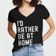 I'd Rather Be At Home Antisocial Introvert Tee Women's Jersey Short Sleeve Deep V-Neck Tshirt