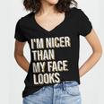 I'm Nicer Than My Face Looks Introverted Introverts Women's Jersey Short Sleeve Deep V-Neck Tshirt I'm Nicer Than My Face Looks Introverted Introverts Women's Jersey Short Sleeve Deep V-Neck Tshirt