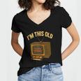 I'm This Old Please Rewind 80s 90s Nostalgia VHS VCR Women's Jersey Short Sleeve Deep V-Neck Tshirt