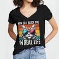 Introvert Cat How Do I Block You Retro Cat Sarcastic Men Women Girls Women's Jersey Short Sleeve Deep V-Neck Tshirt
