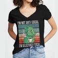 Introvert Selectively Social Anti-Social Shy Women's Jersey Short Sleeve Deep V-Neck Tshirt