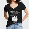 Introvert But Willing To Talk About Cats Women's Jersey Short Sleeve Deep V-Neck Tshirt